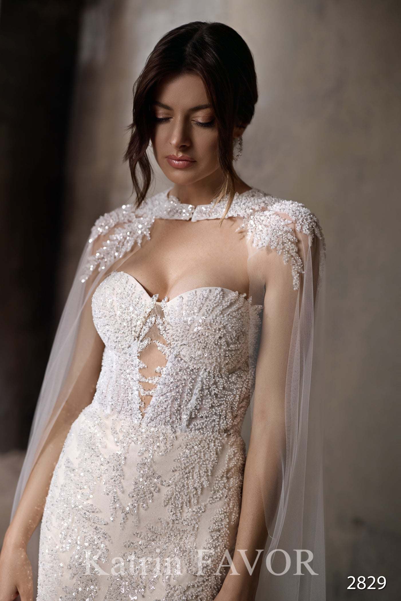 KatrinFAVORboutique-Sweetheart mermaid wedding dress Cape wedding gown