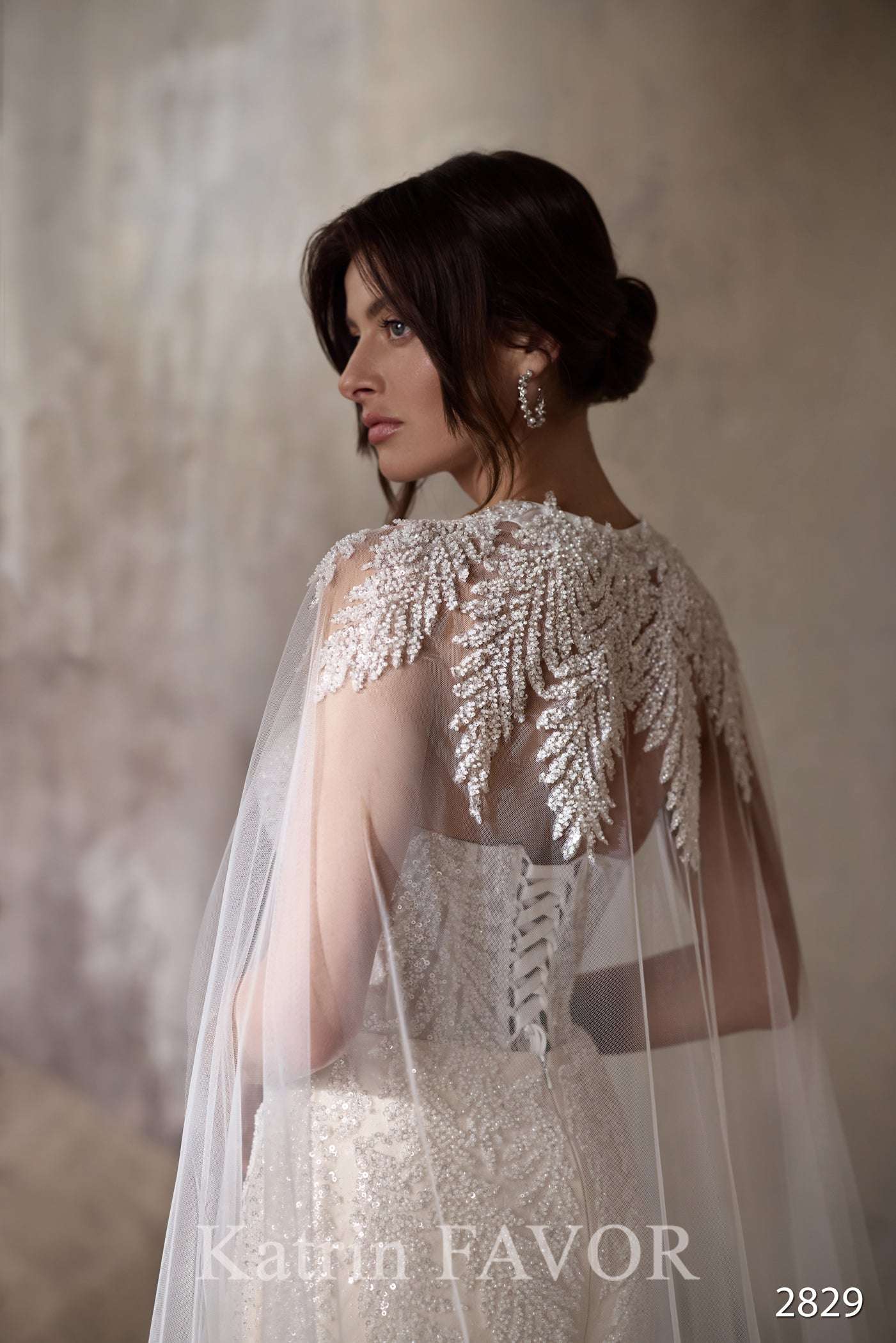 KatrinFAVORboutique-Sweetheart mermaid wedding dress Cape wedding gown