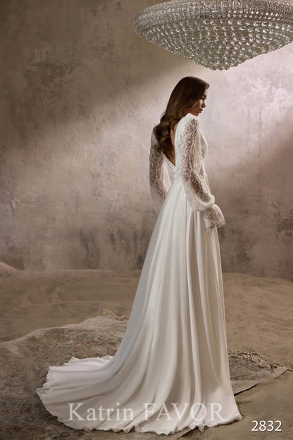 KatrinFAVORboutique-Lace bishop sleeve wedding dress Fall wedding dresses