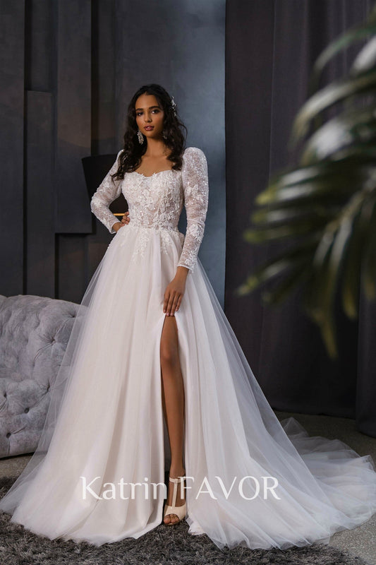 KatrinFAVORboutique-Fairy wedding dress long sleeve