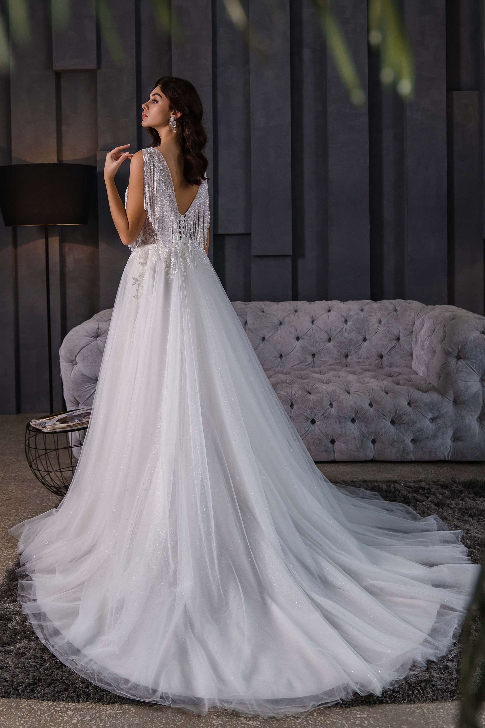 art deco beaded wedding dress Beaded Art Nouveau Wedding Gown | Sanders