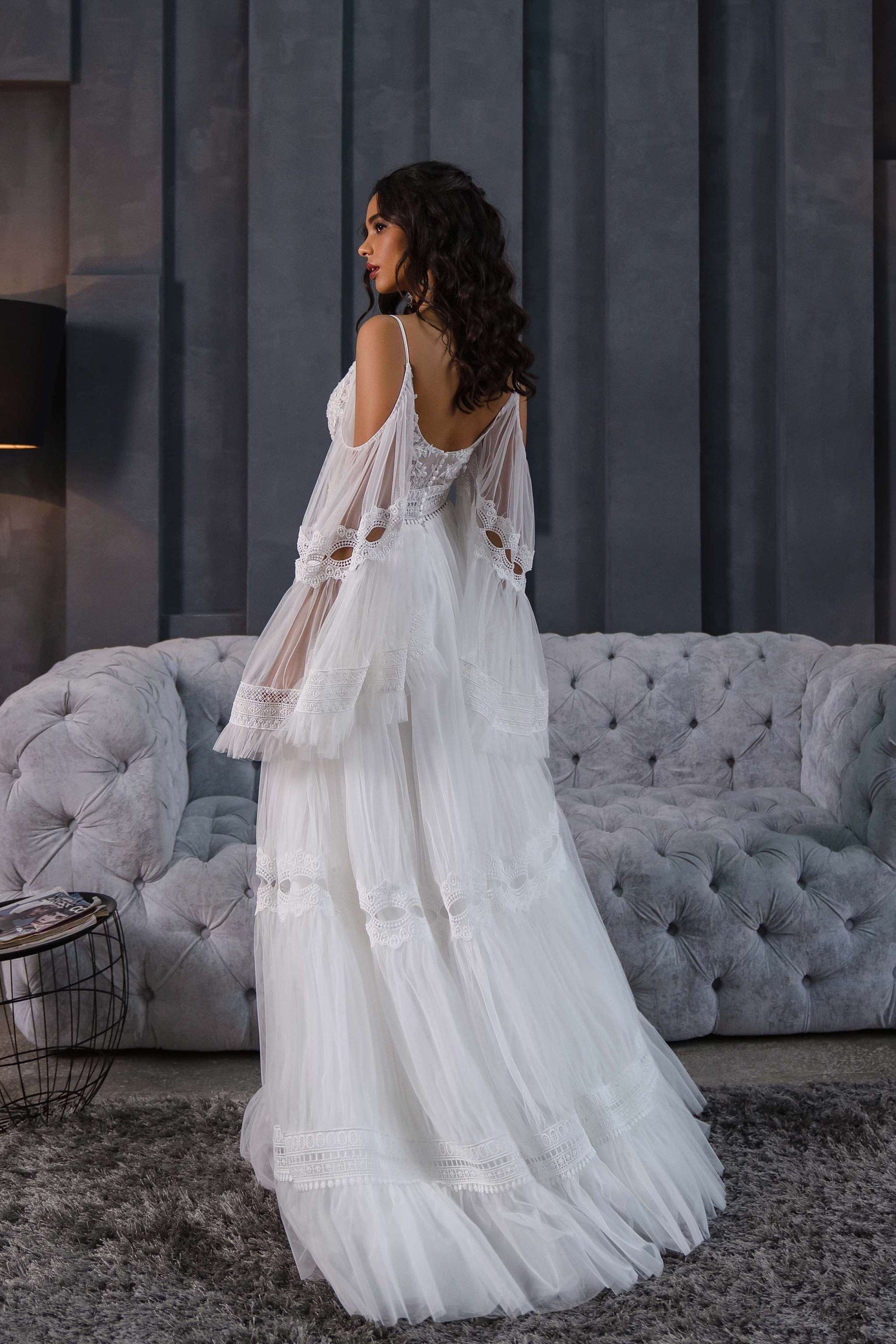Flutter sleeve wedding dress | Barn wedding dress attire | KatrinFAVOR Other color / CUSTOM SIZE Flutter sleeve wedding dress | Barn wedding dress attire | KatrinFAVOR Other color / CUSTOM SIZE