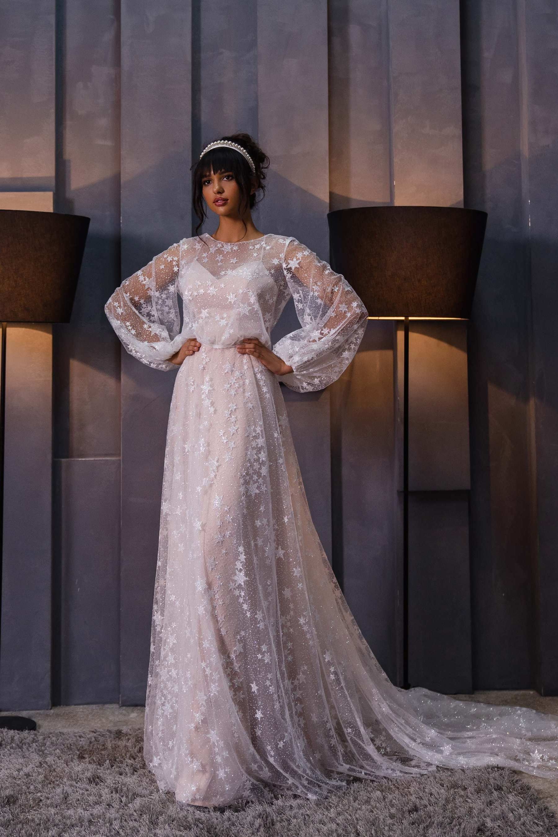 celestial wedding dress Boho wedding dress with stars | Celestial wedding dress