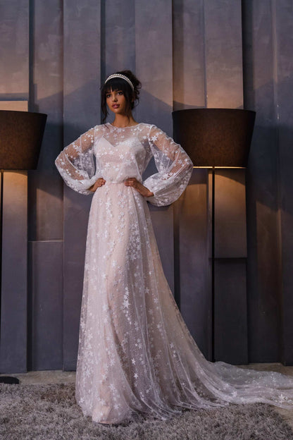 Boho wedding dress with stars | Celestial wedding dress