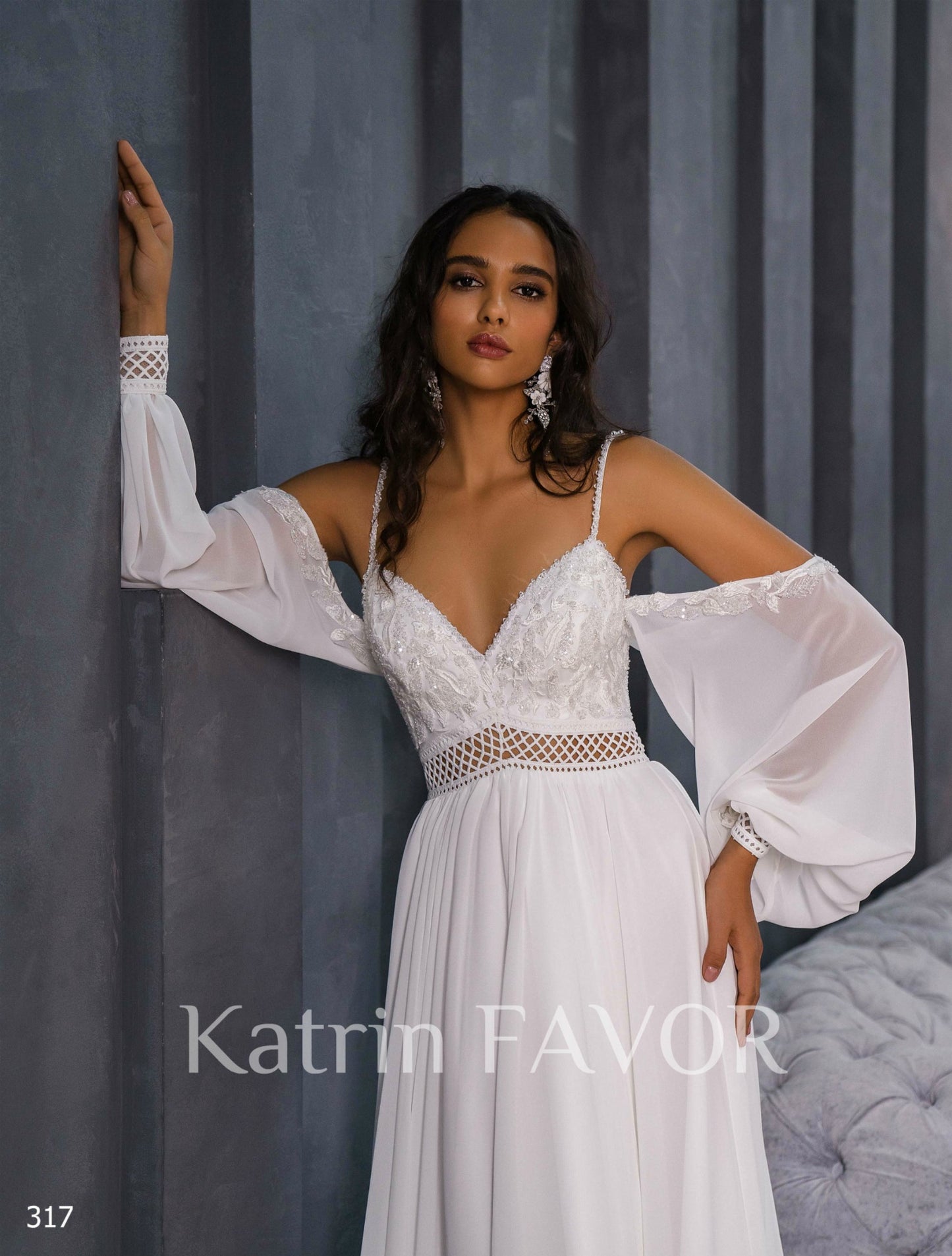 KatrinFAVORboutique-Boho chiffon wedding dress