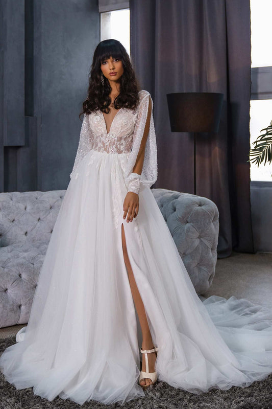 KatrinFAVORboutique-Puffy sleeve wedding dress Country chic wedding attire 