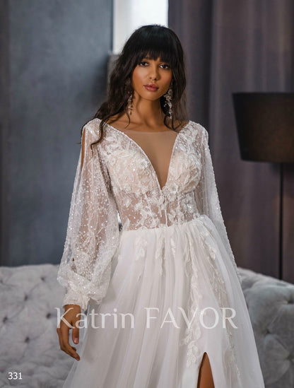 KatrinFAVORboutique-Bohemian long sleeve wedding dress
