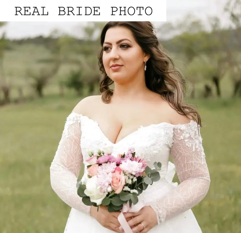 Off the shoulder sparkle wedding dress