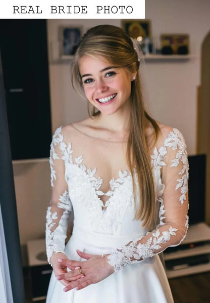 Satin ballgown unique wedding dress