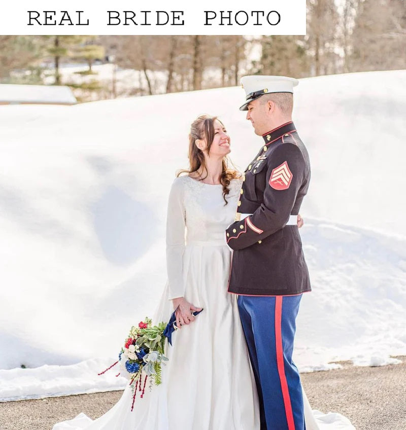 KatrinFAVORboutique-Modest long sleeve wedding dress Satin wedding dress