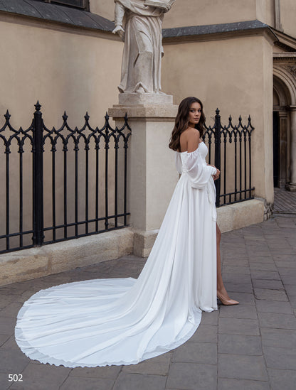 Chiffon a-line beach wedding dress