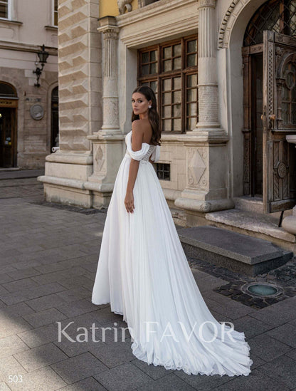 KatrinFAVORboutique-Flare wedding dress with chiffon Beach wedding gowns