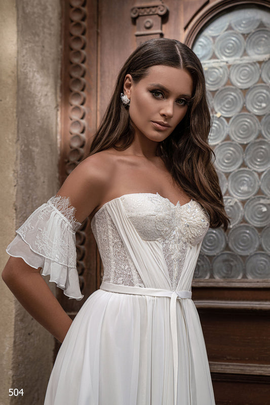 Strapless A line wedding dress Corset wedding dresses