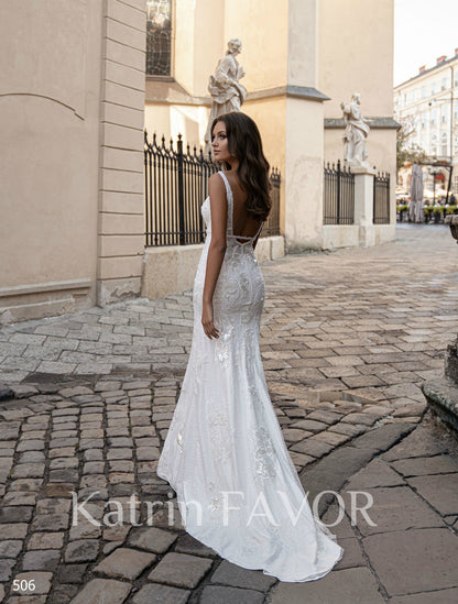 KatrinFAVORboutique-Backless wedding dress Fitted lace mermaid wedding dress