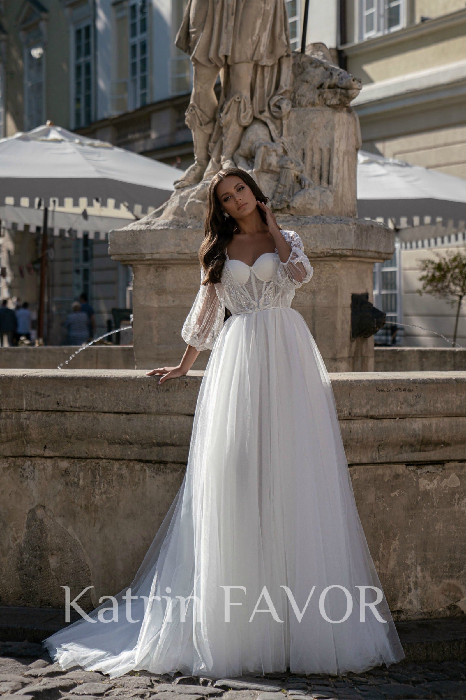 Two piece tulle wedding dress cheap