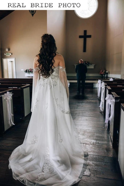 KatrinFAVORboutique-Medieval wedding dress Flutter sleeve wedding dress