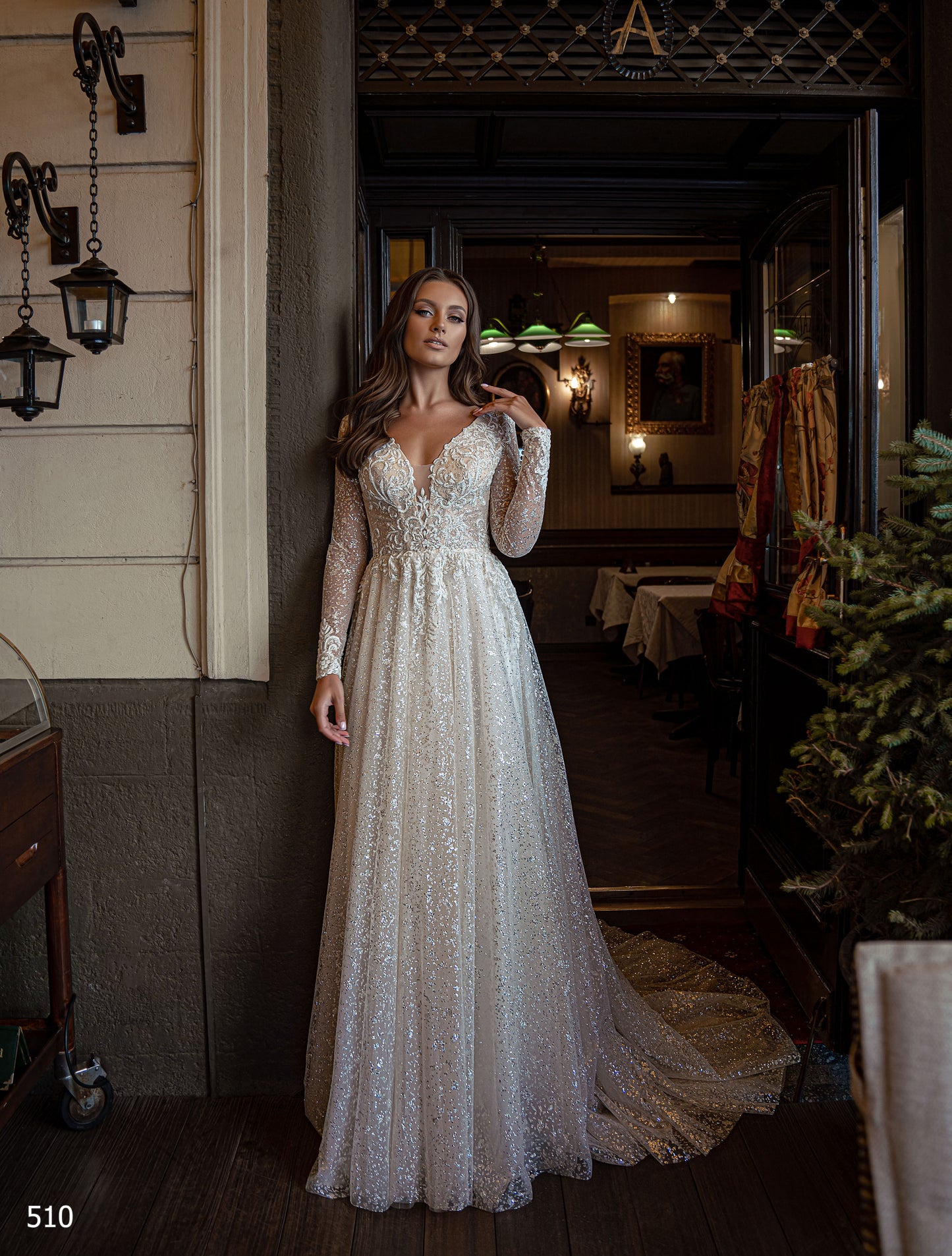 Open back sparkle wedding dress