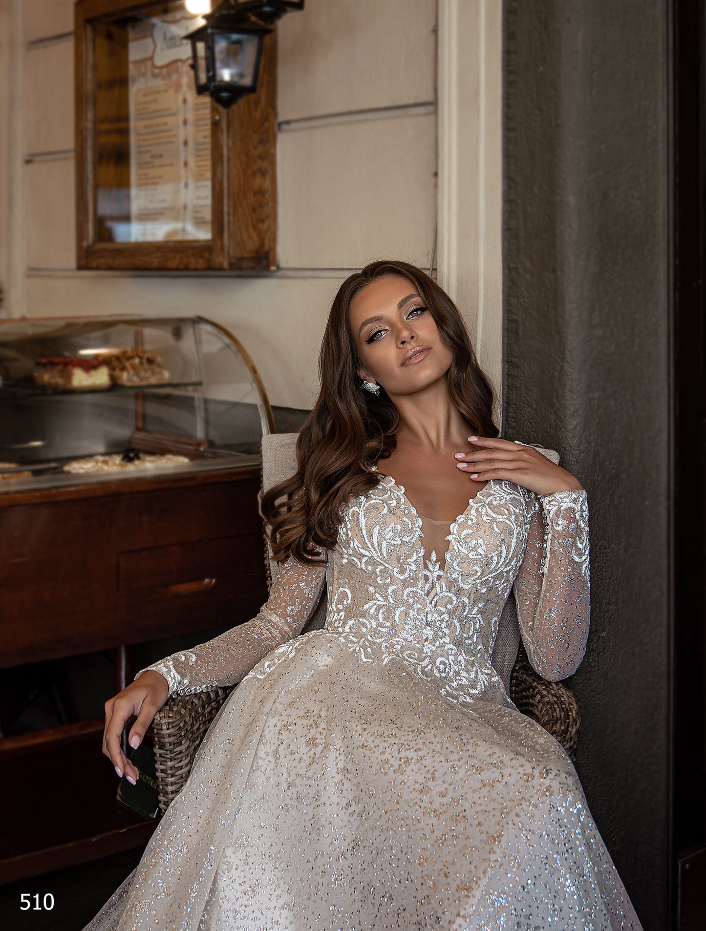 Open back sparkle wedding dress