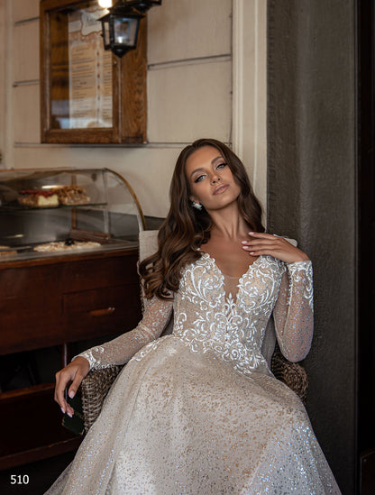 Open back sparkle wedding dress