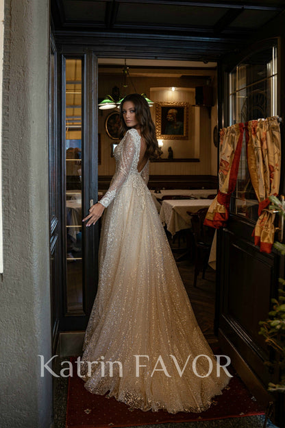 KatrinFAVORboutique-Open back sparkle wedding dress
