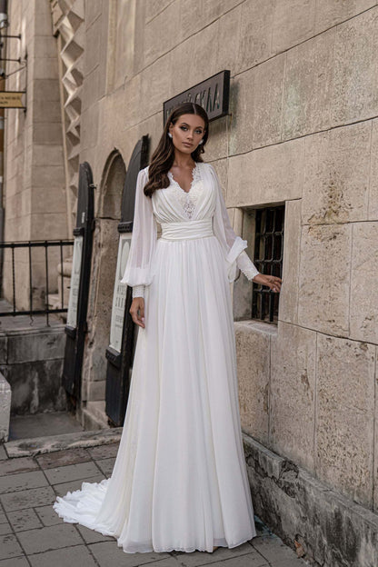 KatrinFAVORboutique-Wedding dress with chiffon Wedding renewal dresses