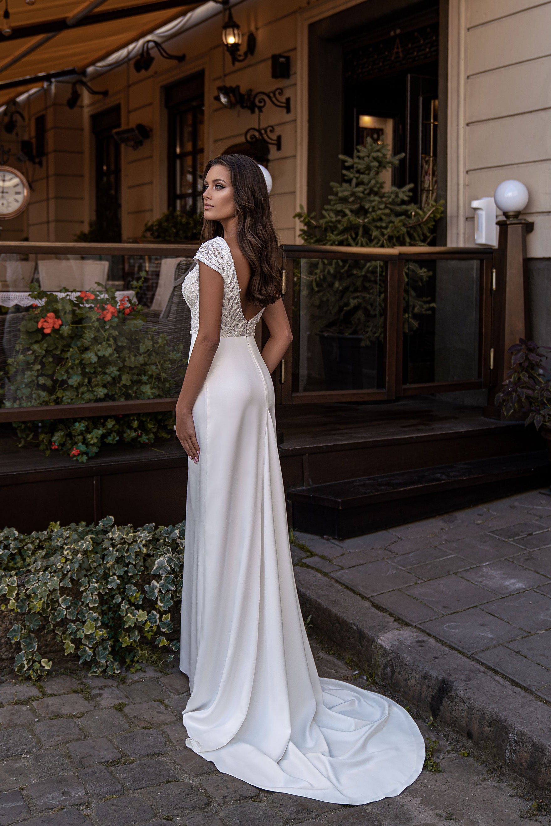 KatrinFAVORboutique-White satin sheath wedding dress Best minimalist wedding dresses