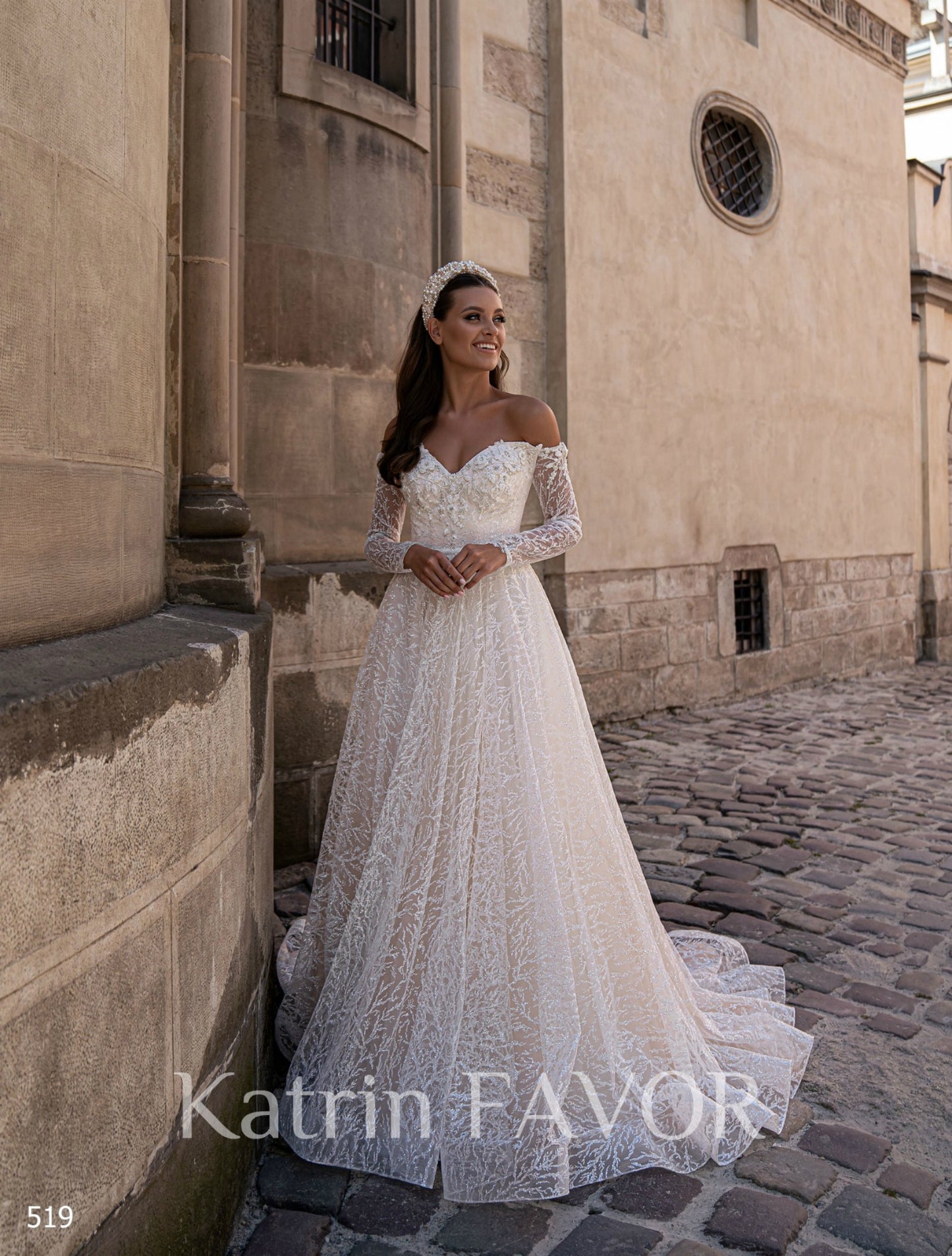 KatrinFAVORboutique-Off the shoulder sparkle wedding dress