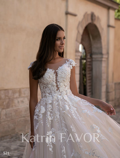 KatrinFAVORboutique-Floral tulle rustic wedding dress