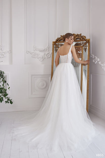 Spaghetti straps wedding dress | Tropical wedding gown | KatrinFAVOR