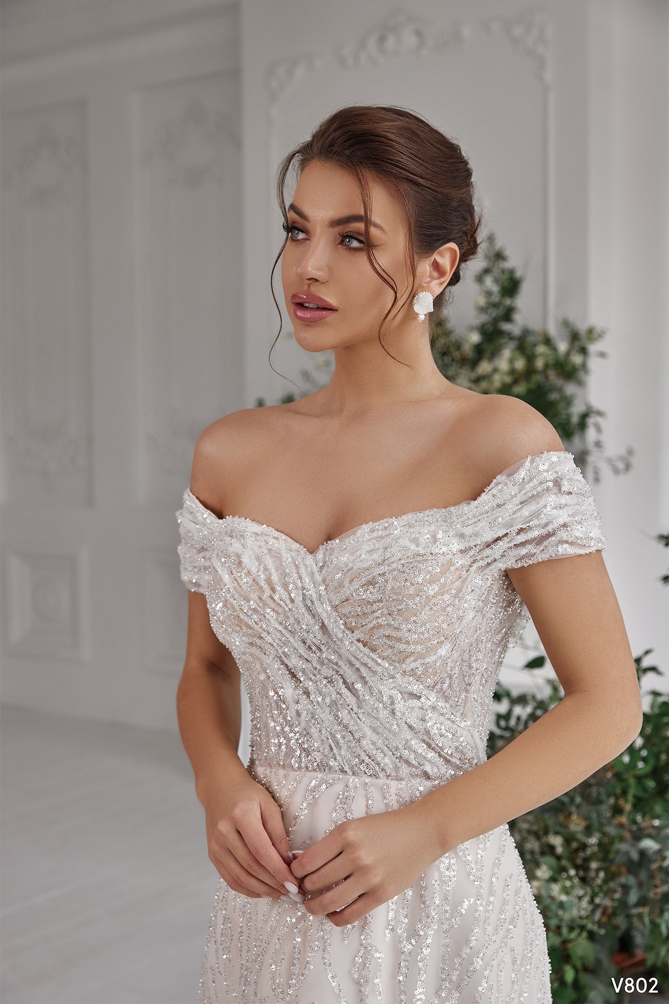 Cold shoulder wedding dress | All sequin wedding dress | KatrinFAVOR