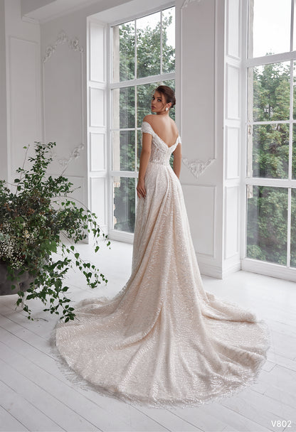 Cold shoulder wedding dress | All sequin wedding dress | KatrinFAVOR
