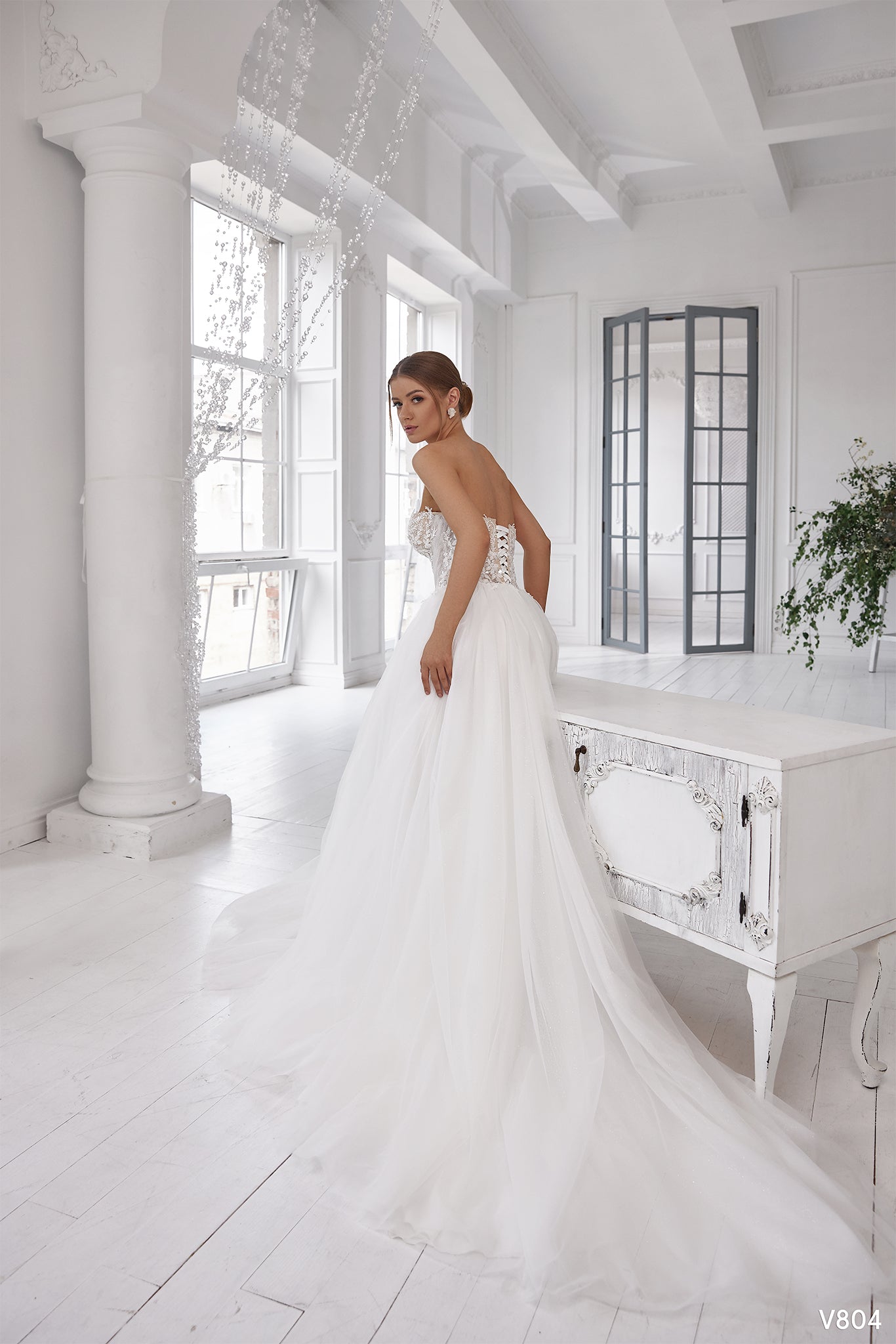 Puff sleeve wedding gown | Two piece bridal wear | KatrinFAVOR
