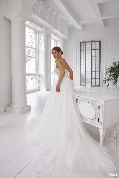Puff sleeve wedding gown | Two piece bridal wear | KatrinFAVOR