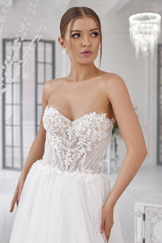 Puff sleeve wedding gown | Two piece bridal wear | KatrinFAVOR