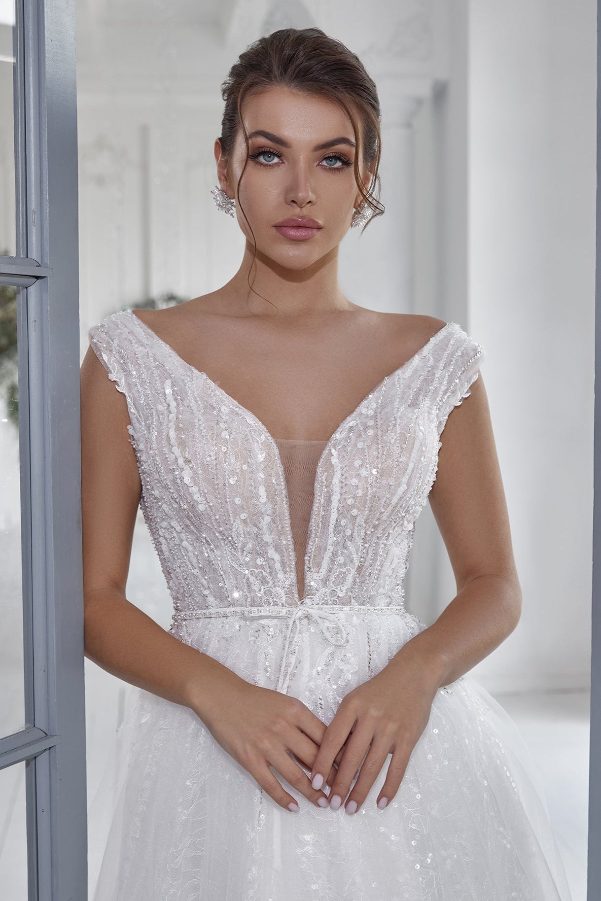 Wedding dress plunge | Wedding gowns with sequins | KatrinFAVOR