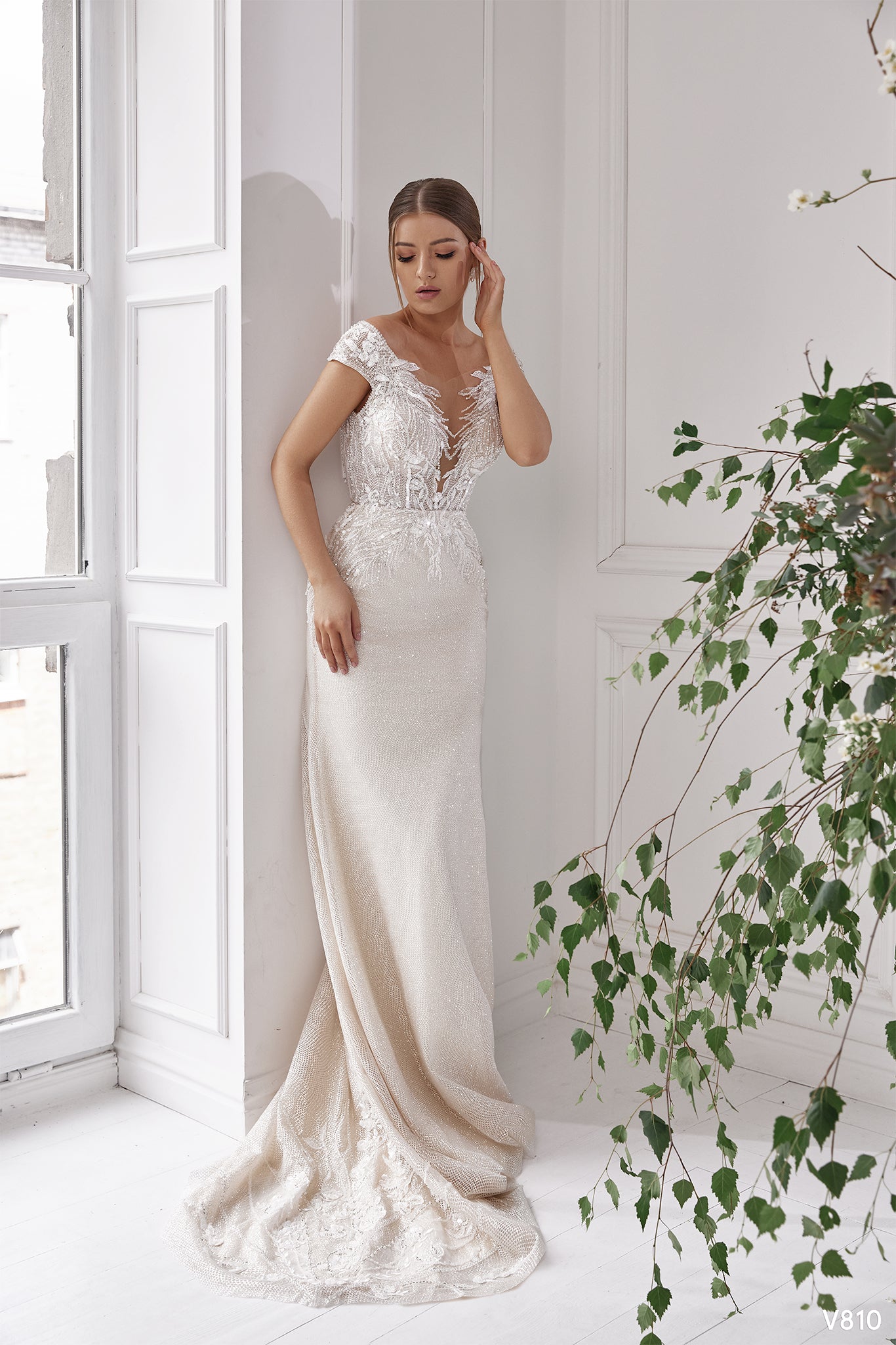 Champagne wedding dress | Trumpet wedding dress