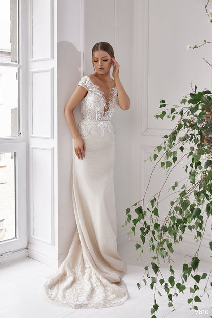 Champagne wedding dress Trumpet wedding dress