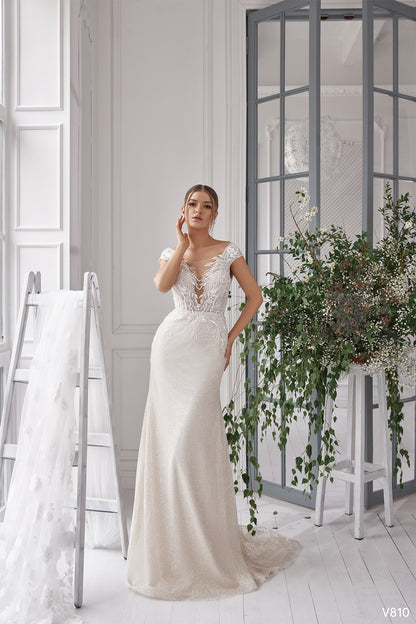 Champagne wedding dress Trumpet wedding dress