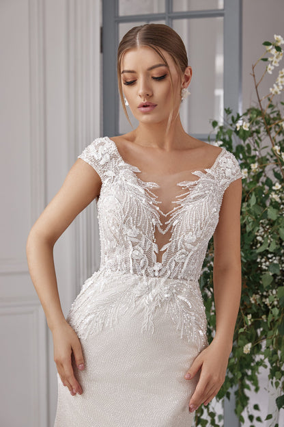 Champagne wedding dress Trumpet wedding dress