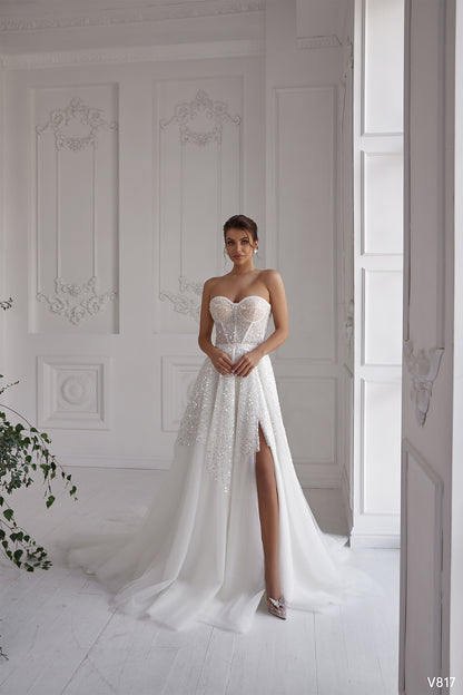 Unique 2 in 1 bustier corset wedding dress