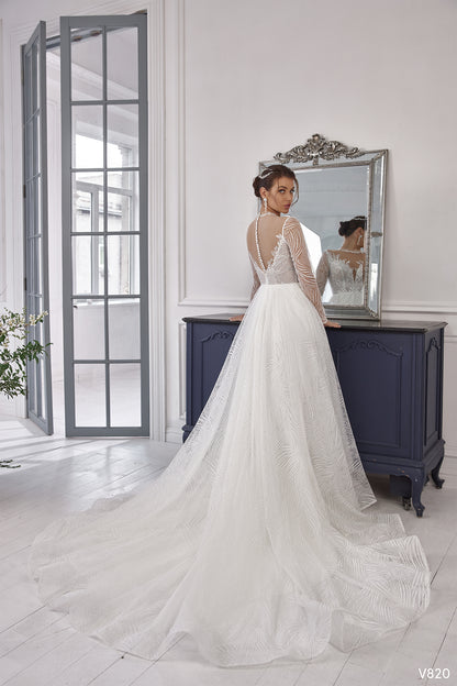 Long sleeve white dress wedding Gowns for winter wedding