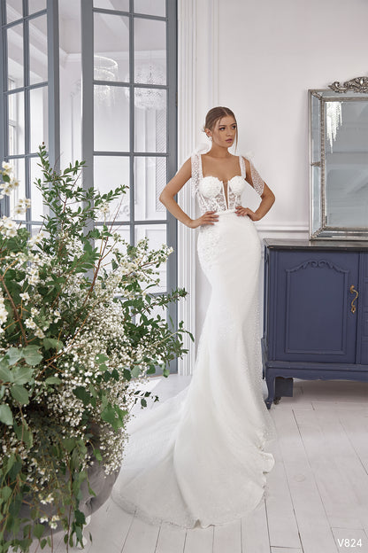 White mermaid wedding dress Wedding gowns fitted