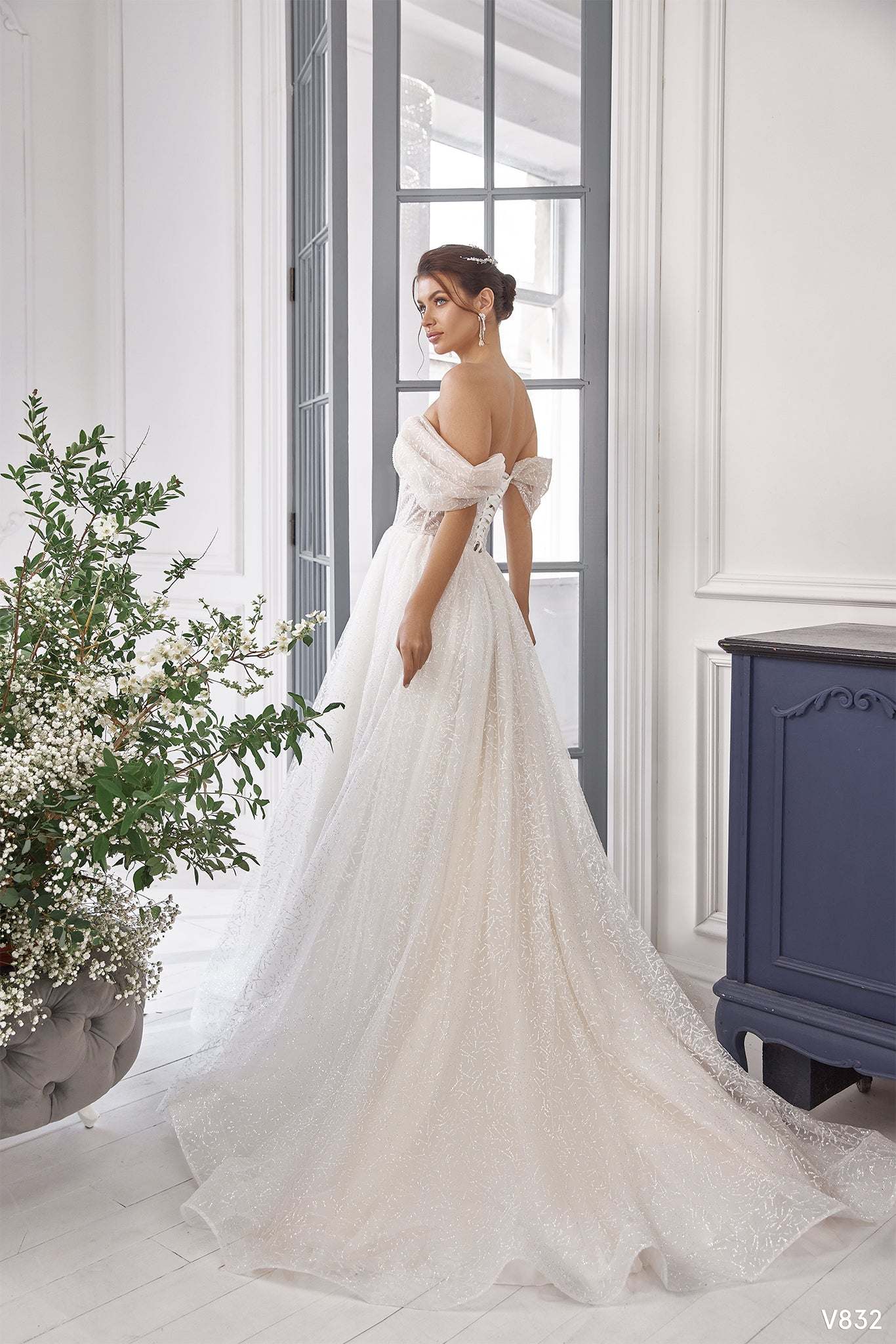 KatrinFAVORboutique-Off the shoulder A line wedding gown Cream wedding dresses