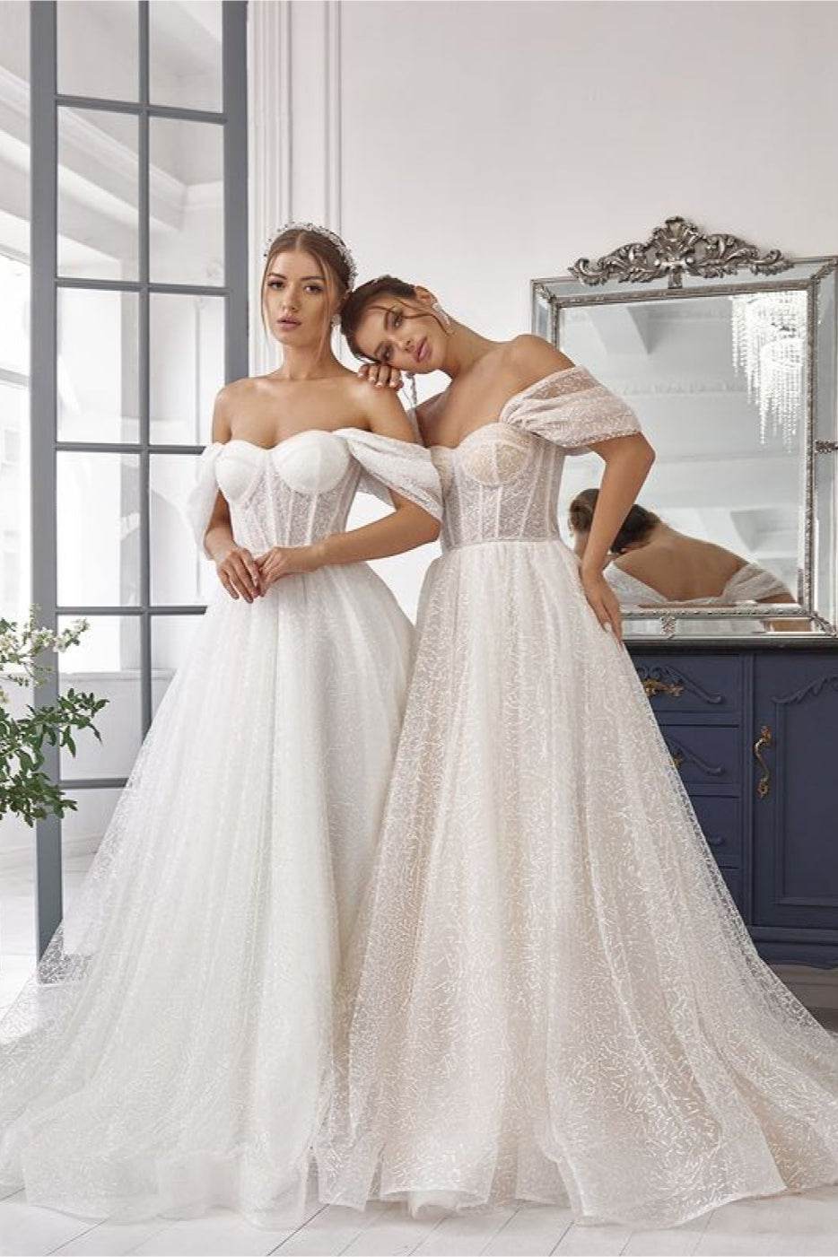 KatrinFAVORboutique-Off the shoulder A line wedding gown Cream wedding dresses