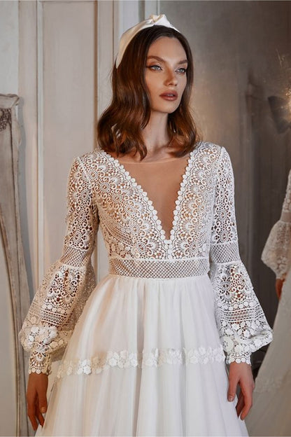Country lace wedding dress boho