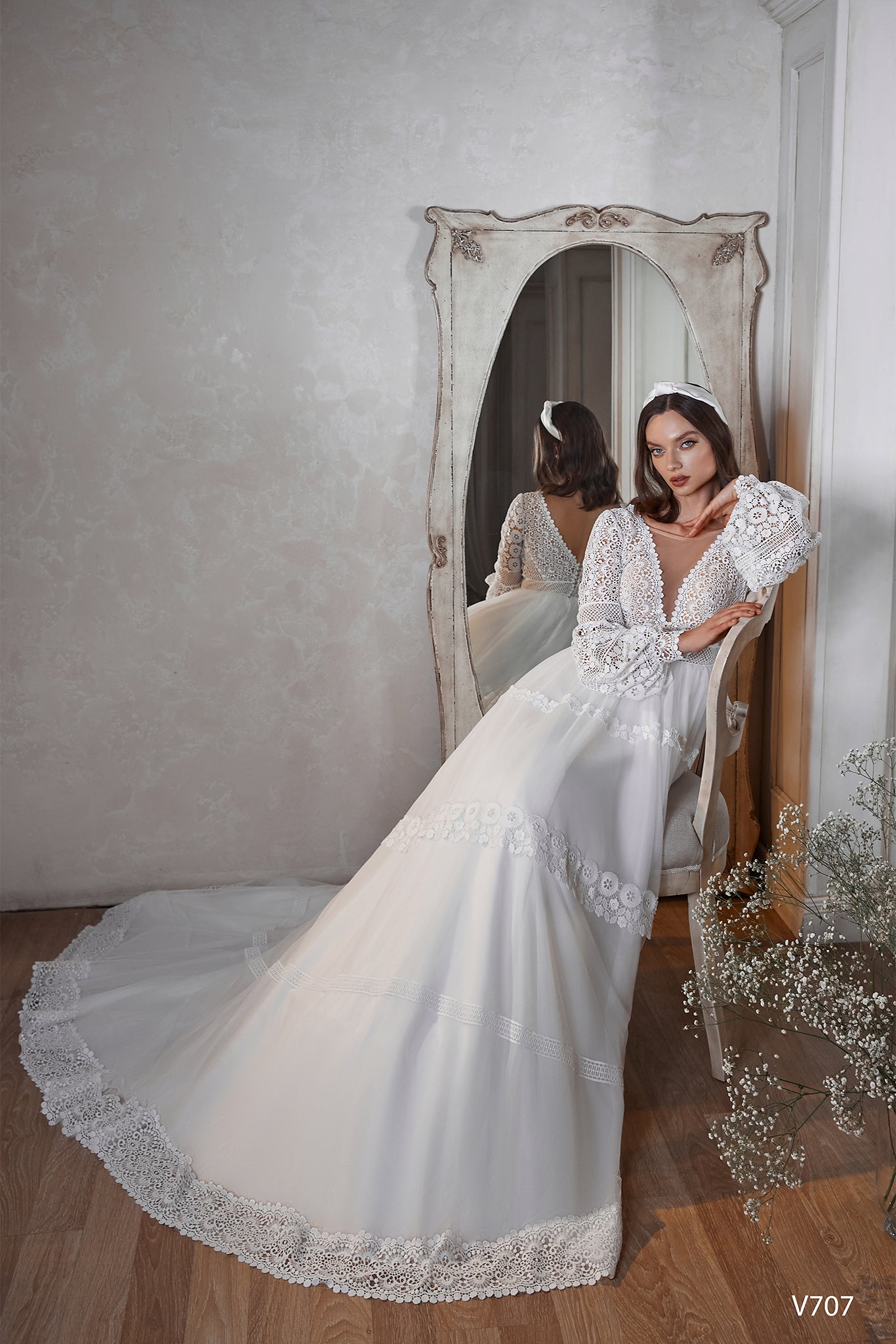 Country lace wedding dress boho