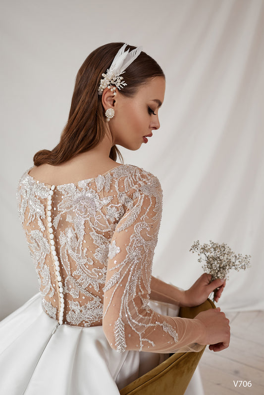 Wedding gown lace back | Elegant satin wedding dresses | KatrinFAVOR