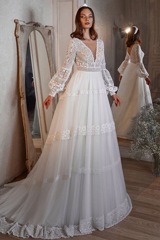 Country lace wedding dress boho