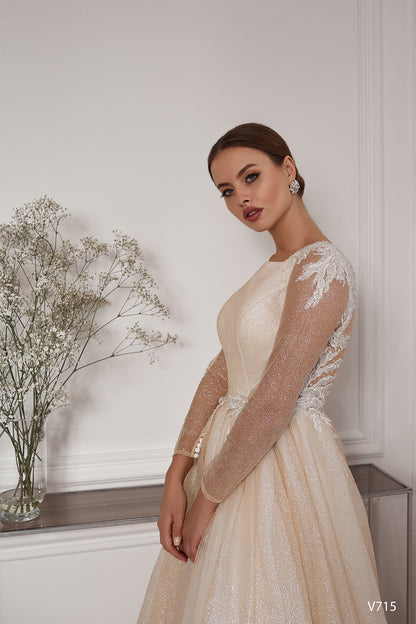 KatrinFAVORboutique-Open back wedding dress Sparkle wedding dress