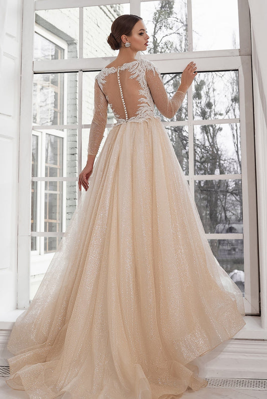 KatrinFAVORboutique-Open back wedding dress Sparkle wedding dress